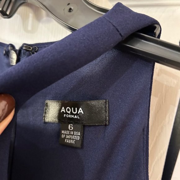 Aqua Cascade Ruffle Mermaid Gown - Navy size 6 - Picture 6 of 6